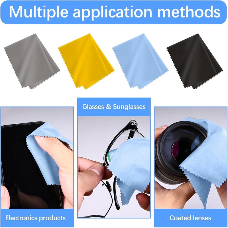 lipetol 80 Pack Microfiber Cleaning Cloth for Glasses, Multi-Color Eye Glasses Cleaning Cloth Bulk 6"x7" Microfiber Cleaner Lens Cloths for Eyeglasses, Camera Lenses, TV Screens, Cell Phones and Laptops - Image 5